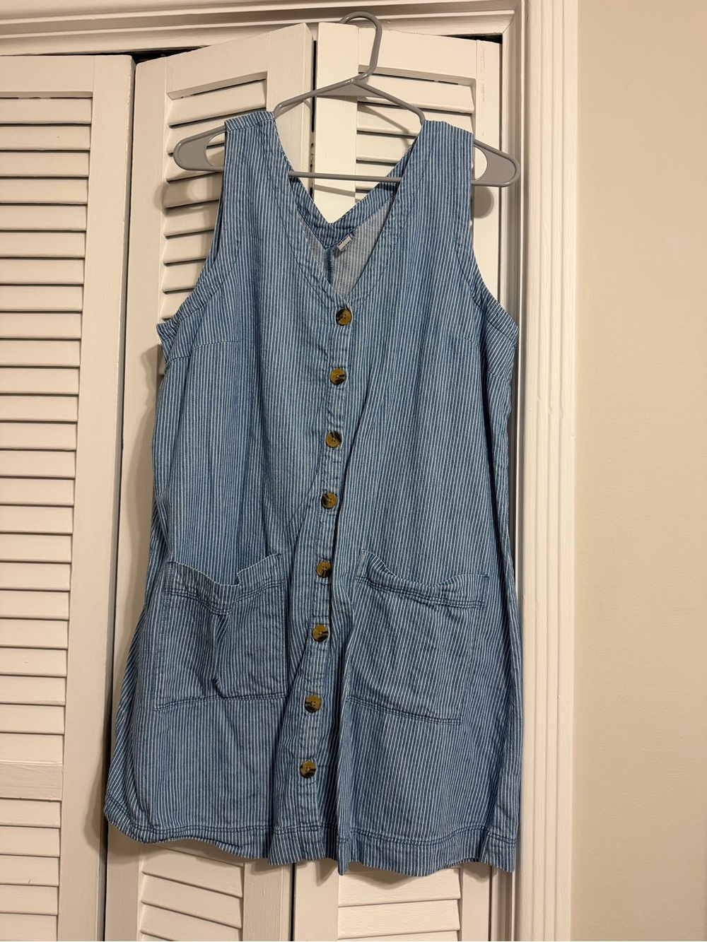 Old Navy Blue Pinstripe Button-Front Dress